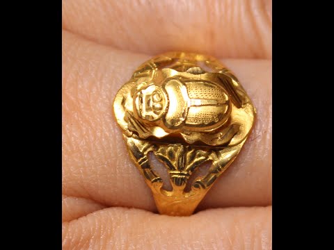 Egyptian Elegant Scarab Ring Gold 18K Stamped Charm Pharaonic 3 Gr all sizes