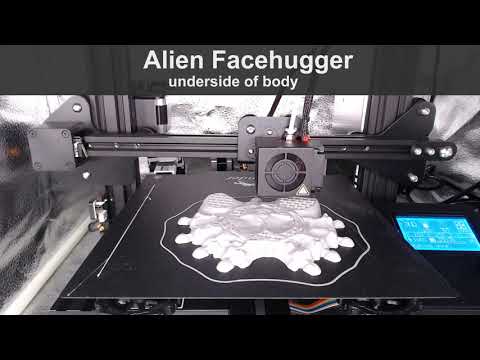 3D Printed Life Size Facehugger from Alien - underside part - mini, animated time lapse