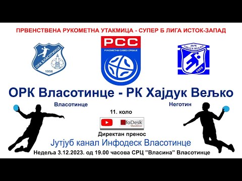 Direktno: ►►► ORK Vlasotince - RK Hajduk Veljko