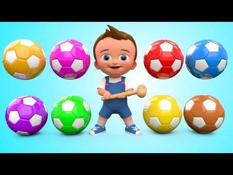 Soccer Balls Mini Golf Game Play by Little Baby Wooden Hammer to Learn Colors for Children - 3D Kids