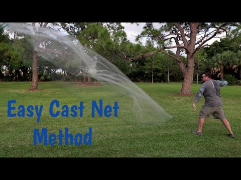How to Throw a Large Cast Net, Easy Method, 10 to 12 foot Cast Net, no Teeth, no Spin Demonstration