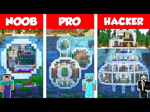 WiederDude - Minecraft NOOB vs PRO vs HACKER: UNDERWATER MODERN HOUSE BUILD CHALLENGE in Minecraft / Animation