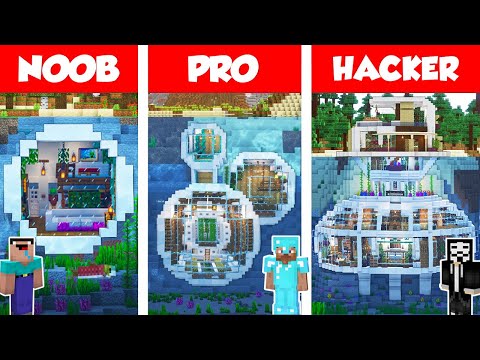 Minecraft NOOB vs PRO vs HACKER: UNDERWATER MODERN HOUSE BUILD CHALLENGE in Minecraft / Animation