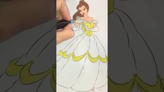 Coloring Disney Princess Belle! #shorts #disneyprincesscoloring #shortsvideo #coloring  #colorstuff