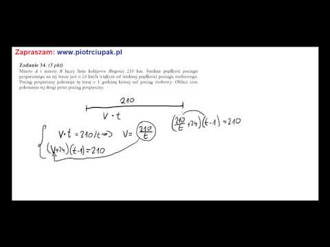 Miasto A i miasto B łączy linia kolejowa długości 210 km  Średnia prędkość pociągu