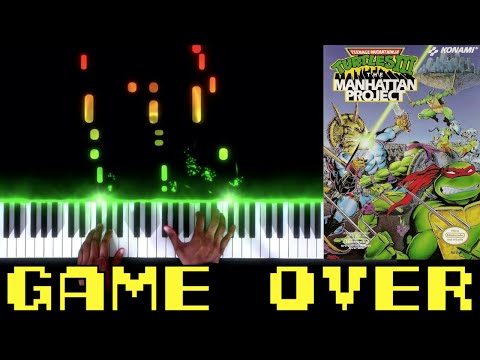 TMNT III: The Manhattan Project (NES) - Game Over - Piano|Synthesia