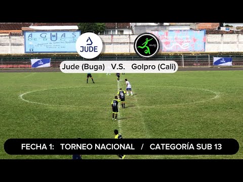 Partido de fútbol Jude Buga (2) vs. Golpro Cali (4) Torneo Nacional, fecha 1. Categoría Sub 13