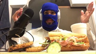 Eating Subway All American Club Sandwich and two Cookies ASMR