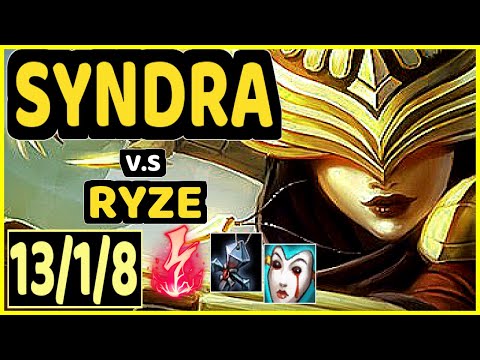 NARU (SYNDRA) vs RYZE - 13/1/8 KDA MID GAMEPLAY - EUW Ranked MASTER