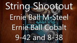 Video thumbnail for Guitar String Shootout: Ernie Ball M-Steel 9-42 vs. Cobalt 9-42 & 8-38 Comparison Test by Barista Bear