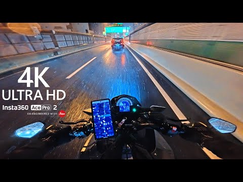 【Pure Sound 4K】Tokyo Night Ride (Pov) / Kawasaki Z400 / Insta360