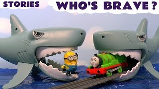 Thomas and Friends Toy Trains with Sharks &amp; Minions &amp; Surprise Eggs Who&#39;s Brave Compilation TT4U