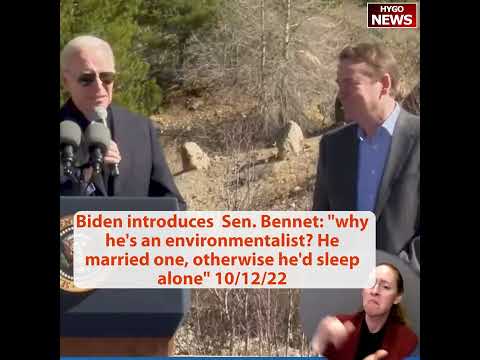 Biden introduces Senator: 'why he's an environmentalist? He married one, otherwise he'd sleep alone'