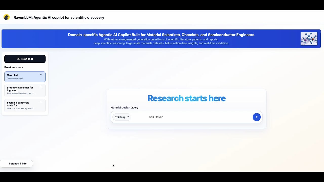 Raven Materials Discovery AI-Copilot Demo--By Synthera