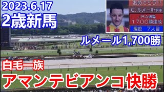 【競馬】2歳新馬戦 白毛一族アマンテビアンコが勝利！大歓声！！【現地映像】