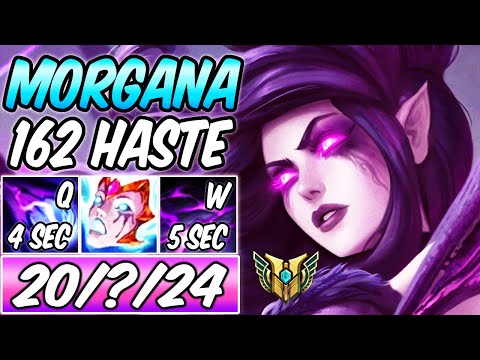 MAX HASTE MORGANA HAS ONLY 4 SEC Q COOLDOWN ( PERMA ROOT FULL CDR 162 HASTE) - League of Legends