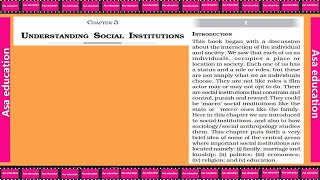 Ch 3.1 Understanding Social Institution (Sociology, Grade 11, CBSE) Easy exp. in Hindi