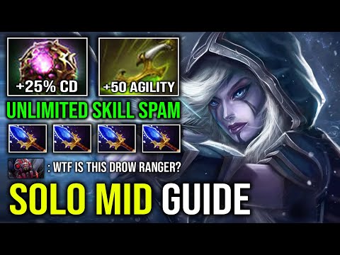 How to Solo Mid Drow Ranger in 7.40 with Unlimited Skill Spam Octarine Full Aghanim Effect Dota 2