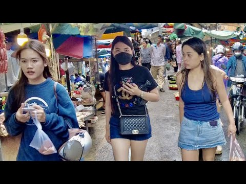 Explore Walking Tour Cambodia Wet Market: Travel 2023, Virtual Tour, Busy Scene Market