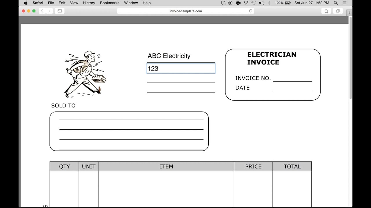 How to Make Electrician Invoice | Excel | Word | PDF