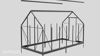 OUTFLEXX Verde Premium Gewächshaus, schwarzer Rahmen, Aluminium/Polycarbonat, 358 x 183 x 200 cm, Schiebetür, 2 Fenster, pulverbeschichtet, UV-beständig
