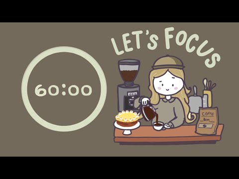 Coffee Shop Pomodoro 4x60min | ADHD | Let's get focused! ♡ [no AI]