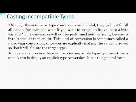 Type Conversion And Casting Java Automatic Conversions Casting Incompatible Types
