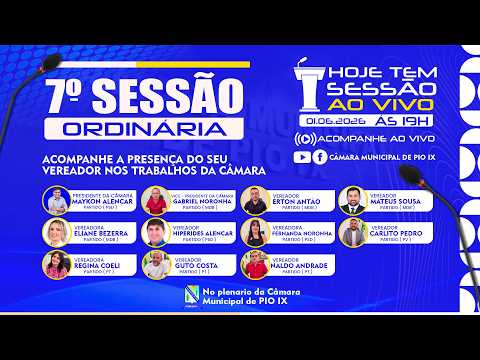 Sessão Ordinária | Câmara Municipal de Pio IX | 01/06/2026