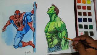 How to draw Hulk Watercolor Painting | Spider-Man: Brand New Day Art