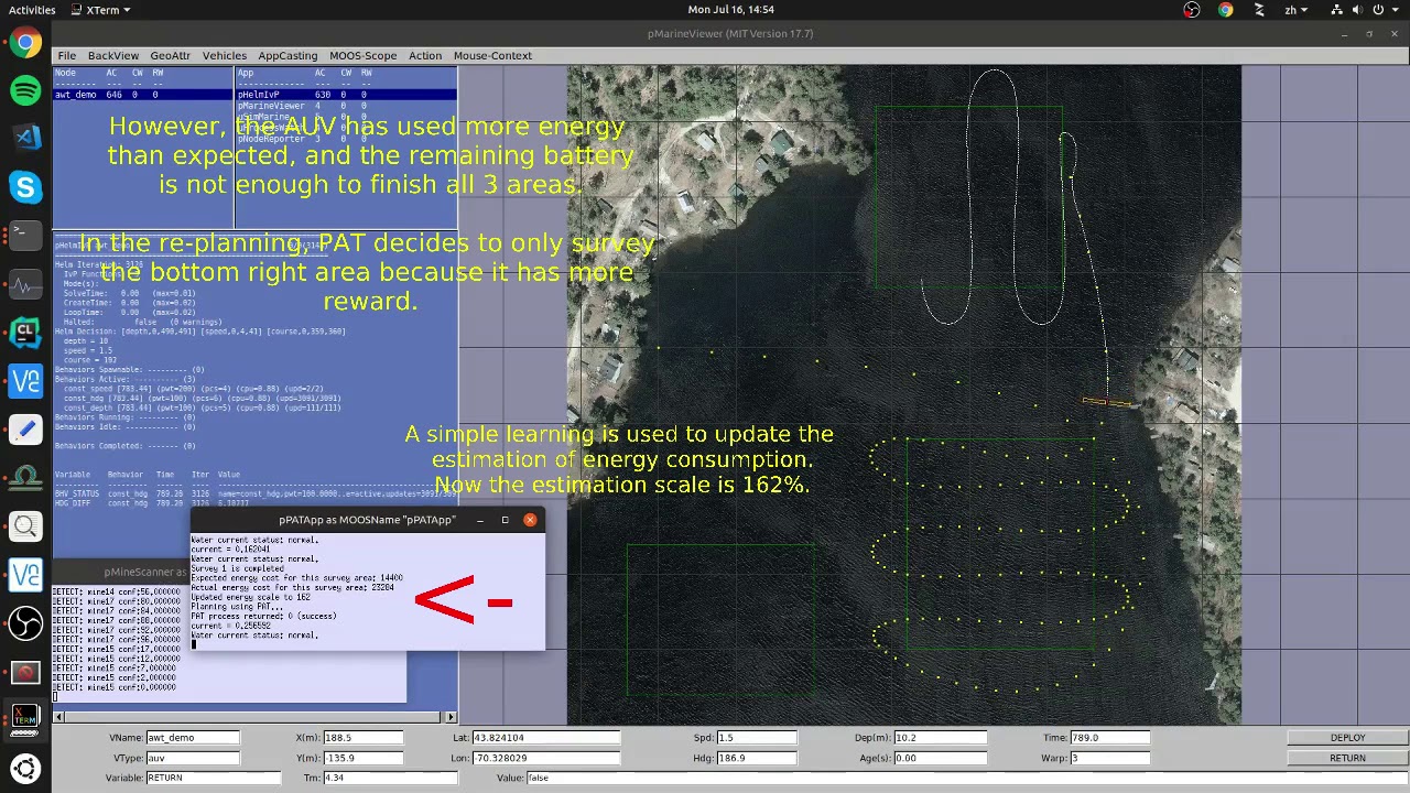 A simulation of AUV survey mission under the GRAVITAS framework