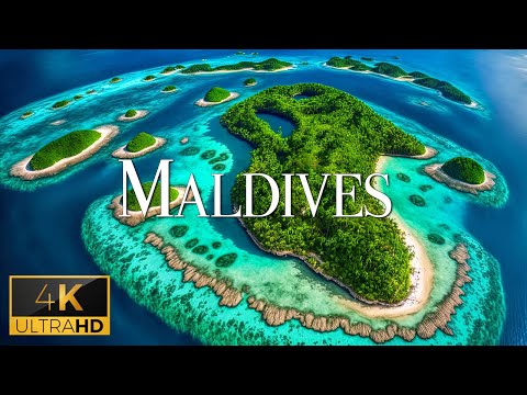 FLYING OVER MALDIVES (4K Video UHD) - Calming Music With Beautiful Natural Film For Stress Relief