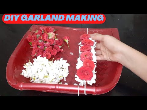 Rose and Jasmine Garland | Simple and Easy way to string | DIY Garland Making