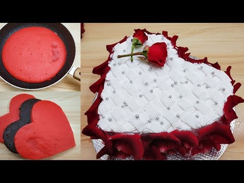 VALENTINE'S SPECIAL ROSE HEART CAKE ON FRY PAN| EGGLESS & WITHOUT OVEN Video