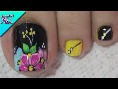 DISEÑO DE UÑAS PARA PIES FLORES DE COLORES PRINCIPIANTES FÁCIL DE HACER – FLOWERS NAIL ART – NLC