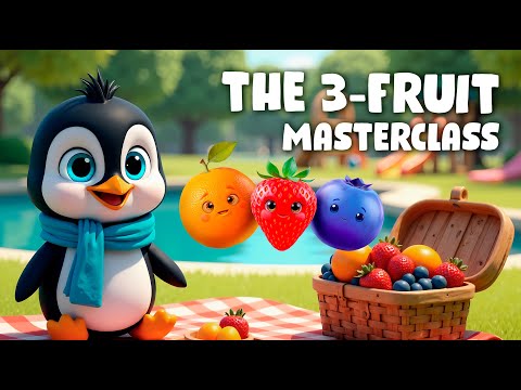 Penguin Picnic Adventure! 🧺 | Learn Fruits Song for Kids | Orange, Strawberry, Blueberry
