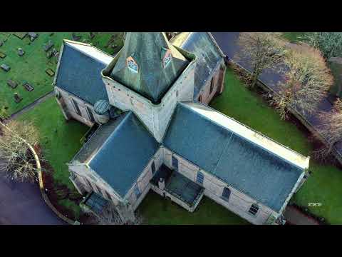 Dornoch Cathedral and the town in winter.