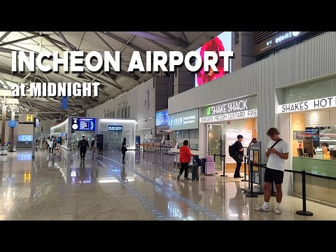 [4K] Excursão ao aeroporto de Incheon à meia-noite, antes de embarcar em um voo matinal