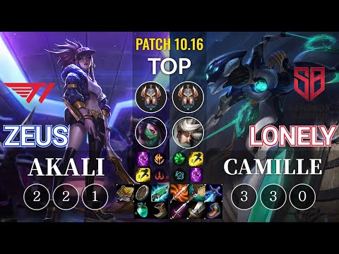 T1 Zeus Akali vs SB Lonely Camille Top - KR Patch 10.16