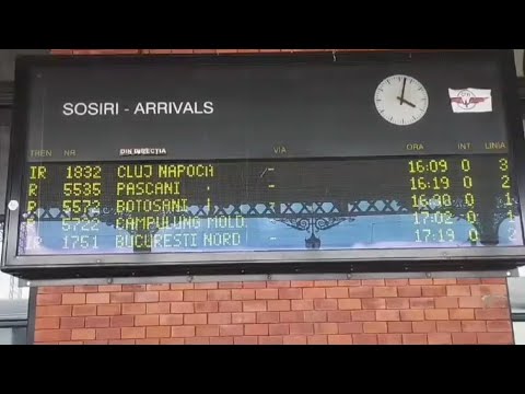 Anunț în gara CFR Suceava IR 1832 Cluj-Galati