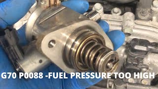 Genesis G70 start and stall - P0088- fuel rail pressure too high