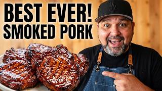 Smoked BBQ Pork Chops on Weber Smoque XL pellet grills
