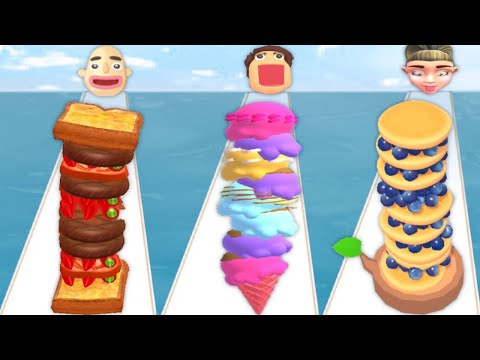 SANDWICH RUNNER vs ICE CREAM RUNNER vs PANCAKE RUN - Triple Game Max Levels Mobile