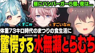 体重73キロの時のまつりの食生活に驚愕する水無瀬とらむちｗ【夏色まつり/ホロライブ切り抜き】