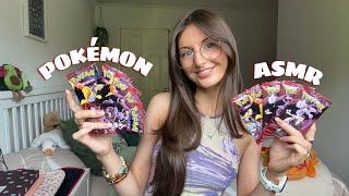 ASMR Opening Pokemon Destined Rivals Packs!🚀 (close whispering, card tapping and shuffling)