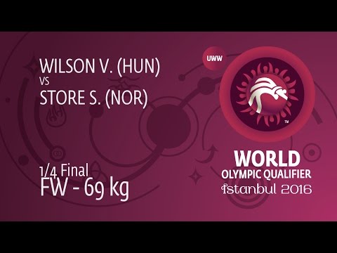 1/4 FW - 69 kg: S. STORE (NOR) df. V. WILSON (HUN) by FALL, 2-1