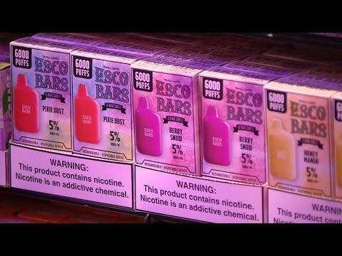 Part of a video titled Illegal Chinese vapes flood U.S., FDA warns parents - YouTube