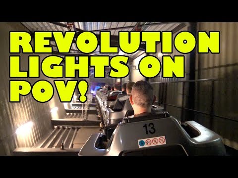 Revolution Roller Coaster Lights On POV Bobbejaanland Belgium