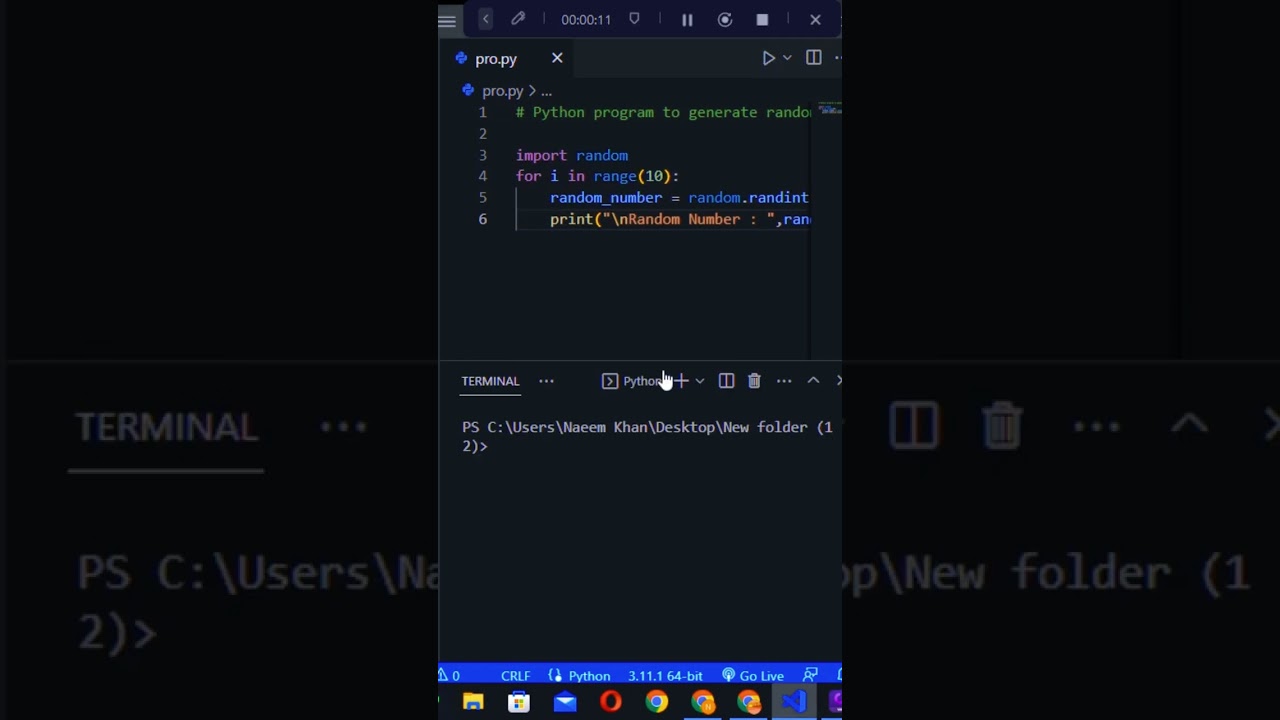 How to Generate a Random Number in Python #shorts #shortsvideo #coding
