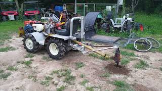 승용경운기.저가형핸들경운기 파이프구멍작업.mini tractor orger working.비닐하우스작업.농장…