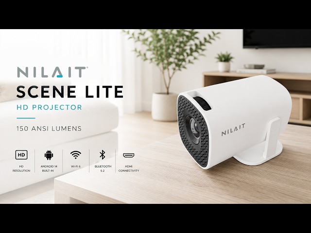 Projecteur Nilait Scene Lite HD 720P 150 Lumens Android 14 Portable video